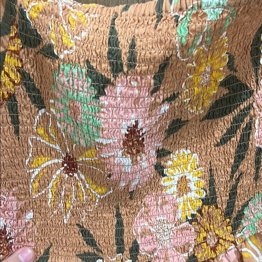Roxy Floral Puff Sleeve Smocked On/Off Shoulder Blouse - Picture 4 of 8